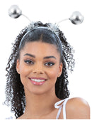 Silver Metallic Ball Bopper Headband with Tinsel Adult Costume Accessory 1