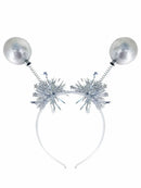 Silver Metallic Ball Bopper Headband with Tinsel Adult Costume Accessory 2