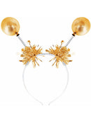 Gold Metallic Ball Bopper Headband with Tinsel 1