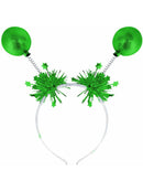 Green Metallic Ball Bopper Headband with Tinsel Adult Costume Accessory 1