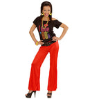 Red Bell-Bottoms Pants Stretch Fabric