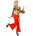 Red Bell-Bottoms Pants Stretch Fabric