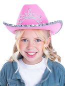 Girls Pink Tiara Cowboy Hat 1