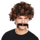 80s Afro Wig + Tash 2 Tone Brown 1