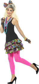80s Party Girl Vibrant Skirt Headpiece Necklace Adult Kit 2