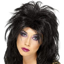 80s Popstar Wig Long Black Tousled Mullet 1