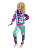 80s Height Of Fashion Shell Suit Costume Female Adult Teal Purple Jacket and Trousers