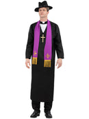 The Exorcist Father Merrin Priest Costume Robe with Inserted Collar Stole Cross Necklace and Hat 4