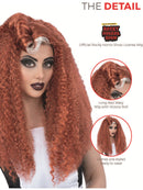 Rocky Horror Show Magenta Wig Red Long Wavy with Victory Roll 3