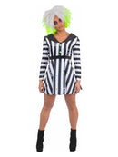 Beetlejuice Ladies Costume Striped Dress 1