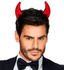 Red Metallic Horns With Marabou And Tinsel Trim