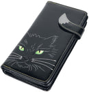Black Lucky Cat Purse Embossed Eye Tail Wallet Large 18.5cm 2