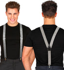 Silver Lurex Braces  Extra Long Up To 115-120 Cm 