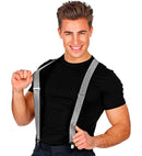 Silver Lurex Braces  Extra Long Up To 115-120 Cm 