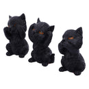 Three Wise Kitties See No Hear Speak Evil Familiar Black Cats Figurine 8.8cm 3