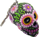 Pack of 6 Sugar Petal Day the Dead Skull Keyrings 6cm 2