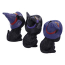 Three Wise Familiars See No Hear Speak Evil Black Cats Figurine 9.2cm 5