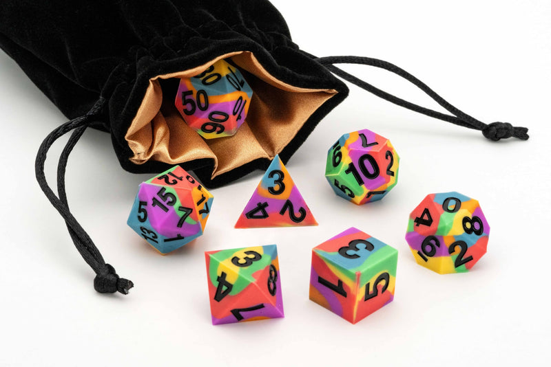 FanRoll by Metallic Dice Games 16mm Pride Sharp Edge Silicone Rubber Poly Dice Set