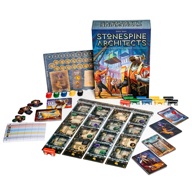 Thunderworks Games - Stonespine Architects | Strategy Board Game | Card-Drafting Dungeon Design | Competitive Tableau Builder | World of Ulos | Ages 10+ | Family Game for 1-5 Players | 45-60 Minutes