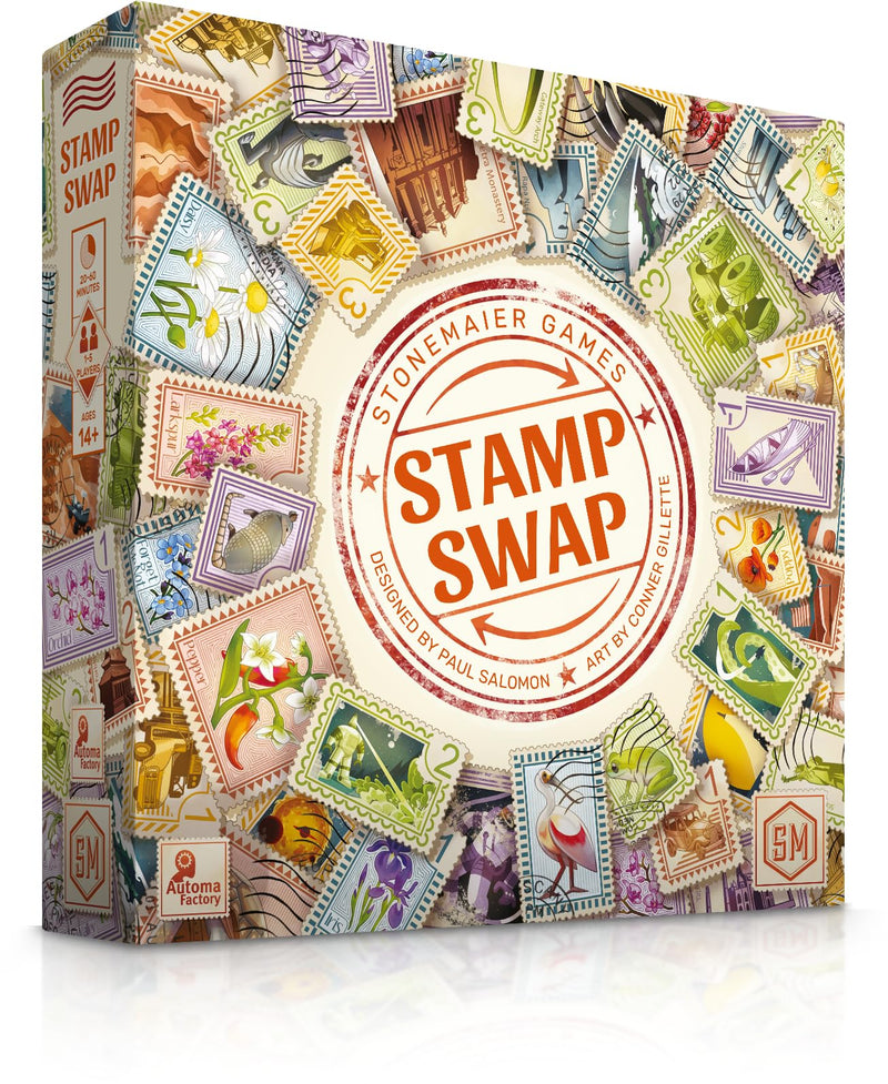 Stonemaier Games: Stamp Swap | A Competitive Stamp Collecting Strategy Board Game for Adults and Family | Curate The Most Beautiful and Well-Focused Stamp Collection | 1-5 Players, 60 Mins, Ages 14+