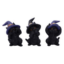 Three Wise Familiars See No Hear Speak Evil Black Cats Figurine 9.2cm 2