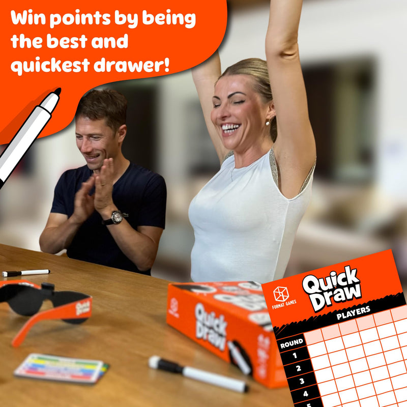 Format Games Quick Draw Party Game - Fast-Paced Drawing Competition for Family Game Night! Hilarious Guessing Rounds for Kids & Adults, Ages 8+, 3-6 Players, 30 Minute Playtime, Made