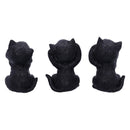 Three Wise Kitties See No Hear Speak Evil Familiar Black Cats Figurine 8.8cm 4
