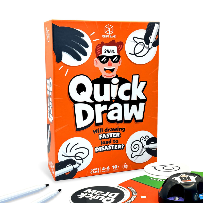 Format Games Quick Draw Party Game - Fast-Paced Drawing Competition for Family Game Night! Hilarious Guessing Rounds for Kids & Adults, Ages 8+, 3-6 Players, 30 Minute Playtime, Made