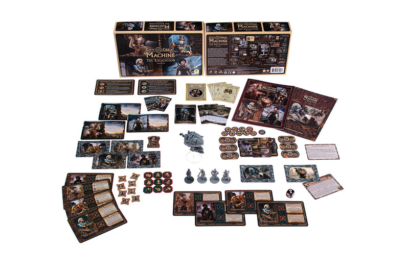 City of The Great Machine. The Escalation Board Game Expansion |1-4 Players | Ages 14 and up | Steampunk | One-vs-Many | Hidden Movement | Cooperative & Solo | Average Playtime 60-90 min