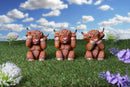 Three Wise Highland Cow Figurines Cows 9.6cm 6