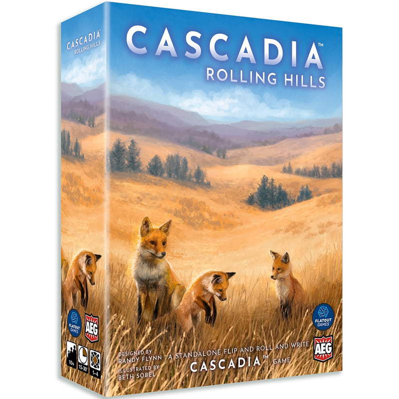 AEG & FlatOut Games | Cascadia: Rolling Hills Roll & Write Puzzly Dice Game | Explore The Pacific Northwest, Build Ecosystems | Ages 10+ | 1-4 Players