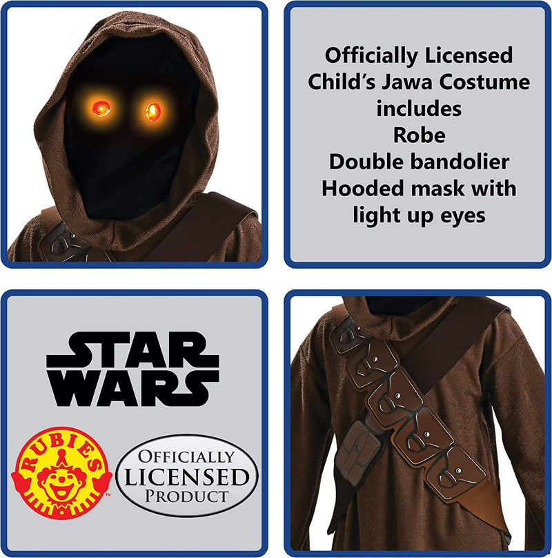 Jawa Kids Costume Light Up Eye Hooded Robe Star Wars