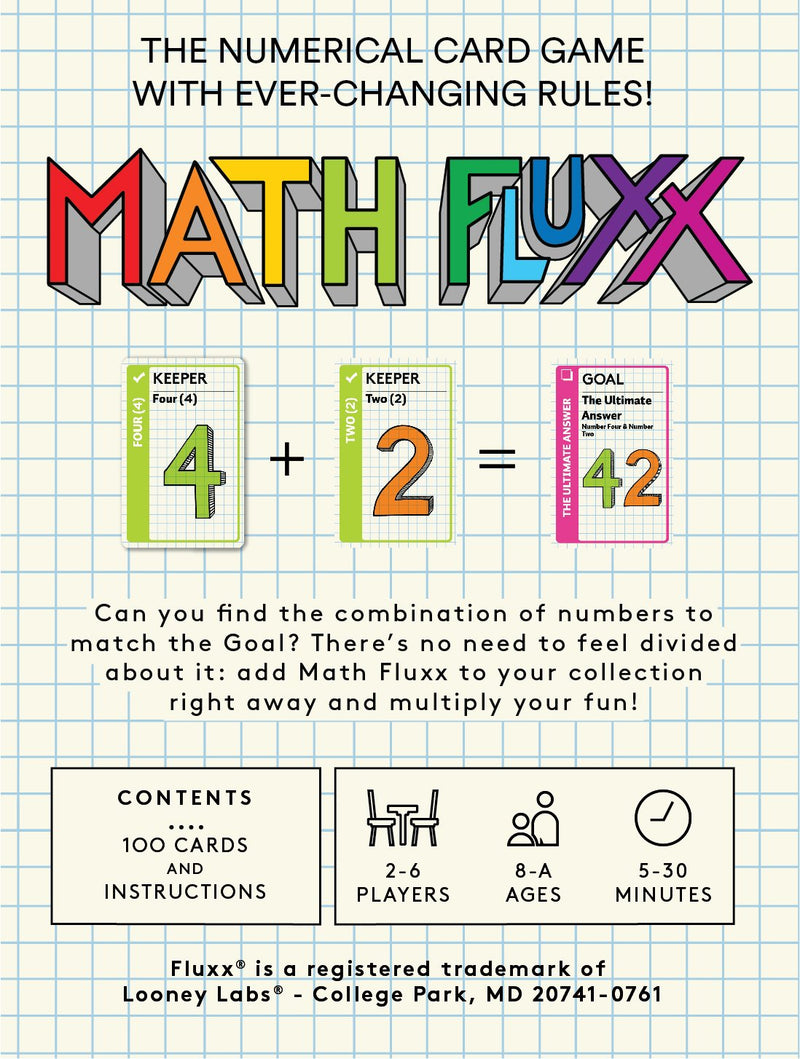 Looney Labs Math Fluxx Card Game - Mathematical Adventure for All Ages