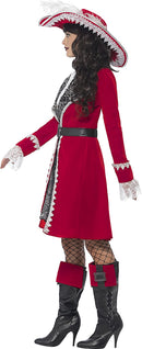 Lady Captain Authentic Deluxe Adult Red Pirate Costume Dress Jacket Neck Tie Boot Covers