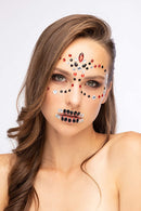 Moon Terror Face Jewels Day Of The Dead Adult Red Costume Make Up