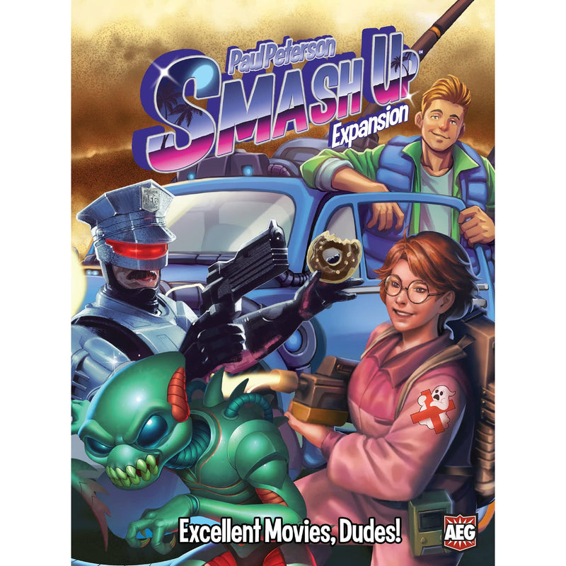 AEG Smash Up: Excellent Movies, Dudes! Expansion | 80's Card Game | Action Heroes, Backtimers, Extramorphs, Wraithrustlers | 2-4 Players | Ages 10+