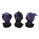 Three Wise Familiars See No Hear Speak Evil Black Cats Figurine 9.2cm 4