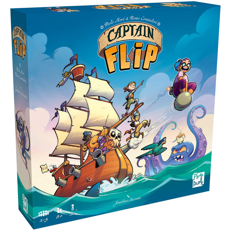 PlayPunk: Captain Flip - Board Game, Play As a Pirate Captain, Recruit Crew, Collect Coins, Family-Friendly Pirate Theme, Ages 8+, 2-5 Players, 20 Min