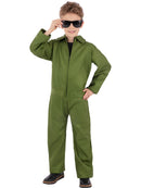 Green Boiler Suit Costume All in One Kids Unisex Top Gun Jumpsuit 2