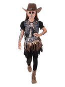 Skeleton Cowgirl Costume Dress with Holster Belt Kids 1