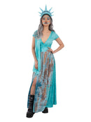 Liberty Death Costume Statue Ladies Blue Dress and Headpiece 1