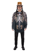Voodoo Witch Doctor Poncho Adult One Size Skeleton Print 1
