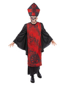 Cardinal Sin Costume Priest Robe and Hat with Attached Skeleton Mask 1