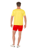 Lifeguard Beach Costume Mens Yellow T-Shirt and Red Shorts Baywatch Style 3