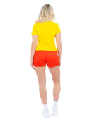Lifeguard Beach Costume Ladies Yellow Lifeguard T-Shirt Red Baywatch Shorts 3