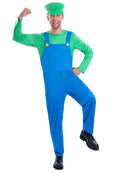 Green Plumber Costume Luigi Outfit for Men 1