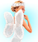 Angel Set  Bendable Marabou And Sequin Decorated Wings, Sparkling Marabou Halo 