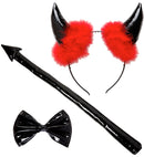 Vinyl Black Devil Dress-Up Set  Horns, Bow Tie, Tail 