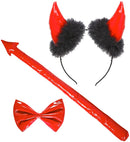 Vinyl Red Devil Dress-Up Set  Horns, Bow Tie, Tail 