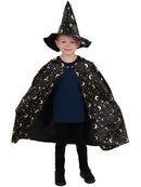Wizard Kit Unisex Cape Hat for Kids Moon and Stars Gold Pattern 5